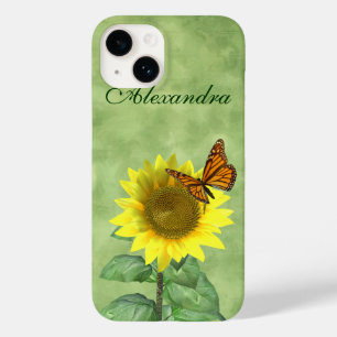 Hübsch Gelbe Sonnenblume und Orangenschmetterling Case-Mate iPhone Hülle