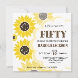 Hübsch Gelbe Sonnenblumen jeden Alters Geburtstag Einladung