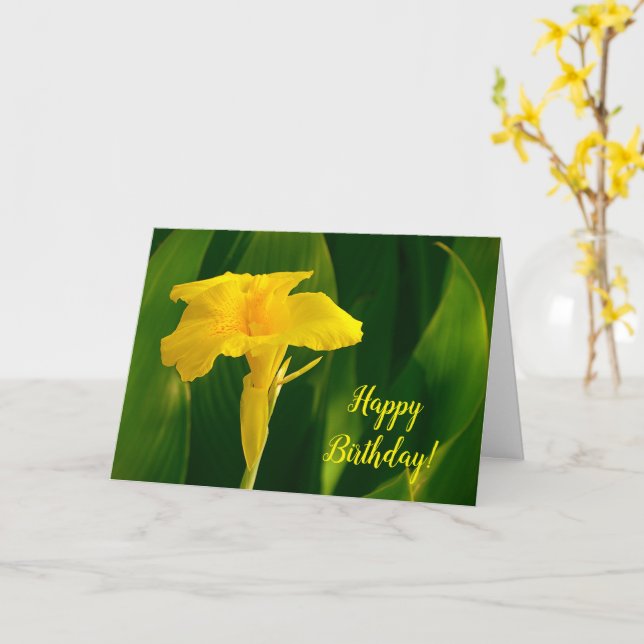 Hübsch-Gelbe Tropische Canna Lily Blume Geburtstag Karte (Gelbe Blume)
