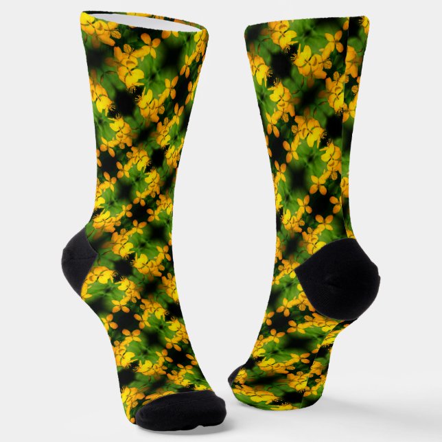 Hübsch Gelbe Wildblumen Abstraktes Muster Socken (Gewinkelt)