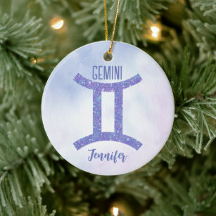 Hübsch Gemini Astrologie Signieren Personalisiert  Keramik Ornament