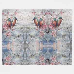 Hübsch gestrichene Kingfisher und Blume Fleecedecke
