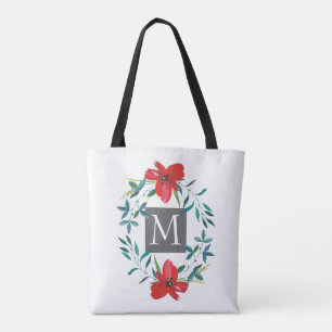hübsch gestrichene rote Blume mit Monogramm