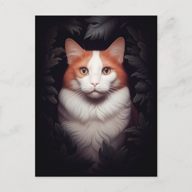 Hübsch Ginger Cat Unter den Blätter Postkarte (Vorderseite)