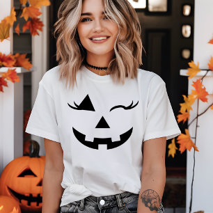 Hübsch Girl Kürbislaterne Pumpkin Face Halloween T-Shirt