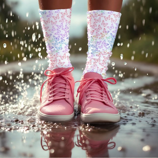 Hübsch Girl Pastel Butterfly Muster Iridescent Socken (Von Creator hochgeladen)