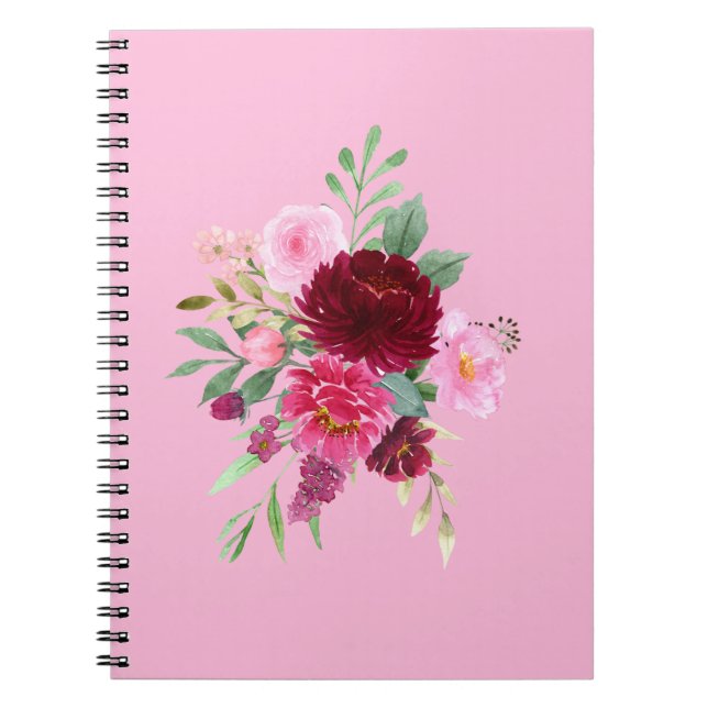 Hübsch Girl Pink Floral Notebook Notizblock (Vorderseite)