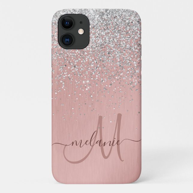 Hübsch Girl Rose Gold Silver Glitzer Funkelnd Case-Mate iPhone Hülle (Rückseite)
