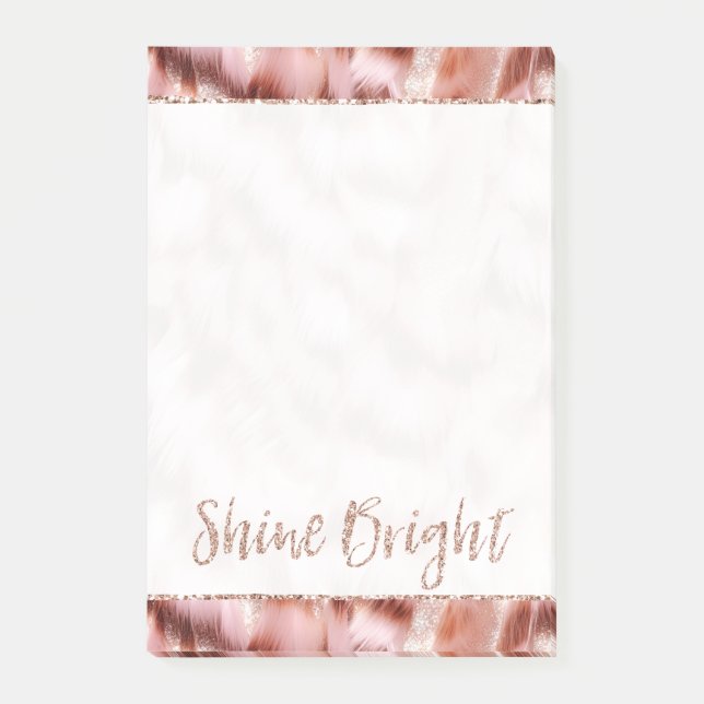 Hübsch Girl Rose Gold Zebra Glitzer Shine Bright Post-it Klebezettel (Vorderseite)