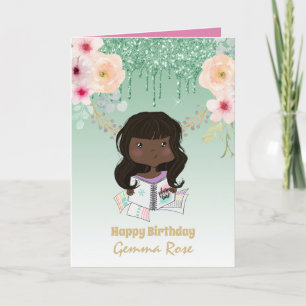 Hübsch Girly Black Girl zum Geburtstag - Viele The Karte