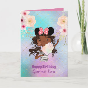 Hübsch Girly Black Girl zum Geburtstag - Viele The Karte