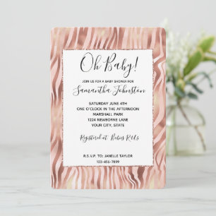 Hübsch Girly Glam Pink Rose Zebra Baby Dusche Einladung