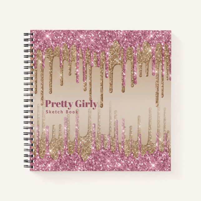 Hübsch Girly Glitzer Glam Sketchbook Doodles Notes Notizbuch (Vorderseite)