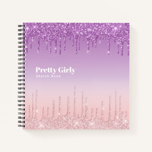 Hübsch Girly Glitzer Glam Sketchbook Doodles Notes Notizbuch (Vorderseite)