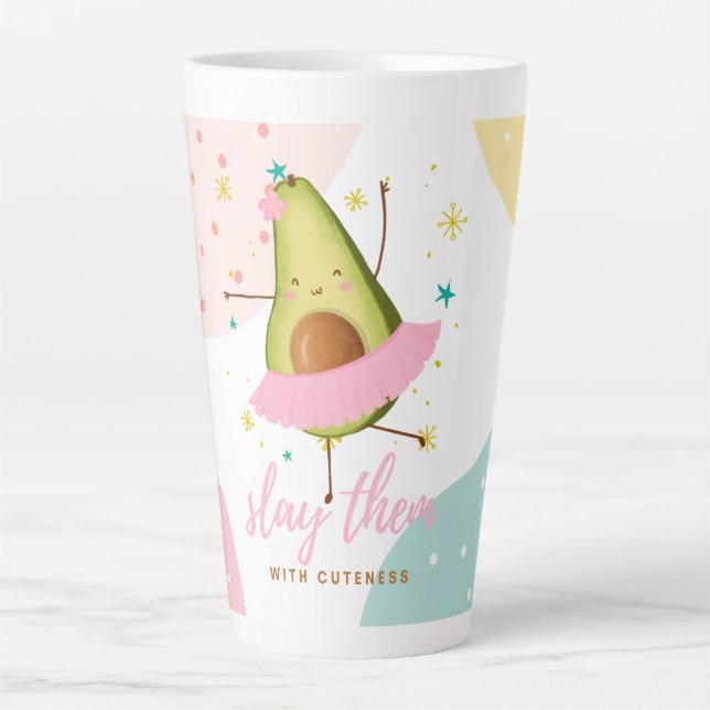 Hübsch Girly Kawaii Avocado Ballerina Slay ihnen Milchtasse (Vorderseite)
