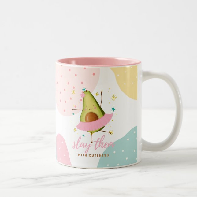 Hübsch Girly Kawaii Avocado Ballerina Slay ihnen Zweifarbige Tasse (Rechts)