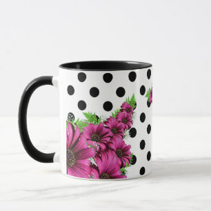 Hübsch Girly Pink Blume Polka Dot Tasse