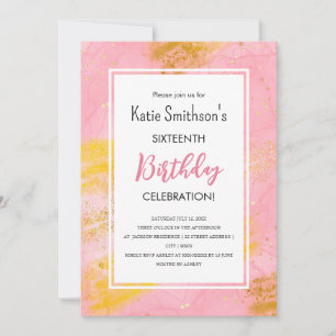 Hübsch Girly Pink Gold Glitzer Geburtstagseinladun Einladung