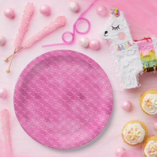 Hübsch Girly Pink Mermaid Pappteller