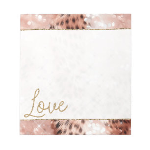 Hübsch Girly Rose Gold Leopard Bokeh Notizblock