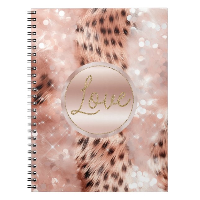 Hübsch Girly Rose Gold Leopard Bokeh Notizblock (Vorderseite)