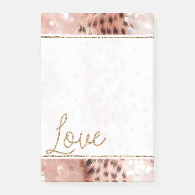 Hübsch Girly Rose Gold Leopard Bokeh Post-it Klebezettel (Vorderseite)