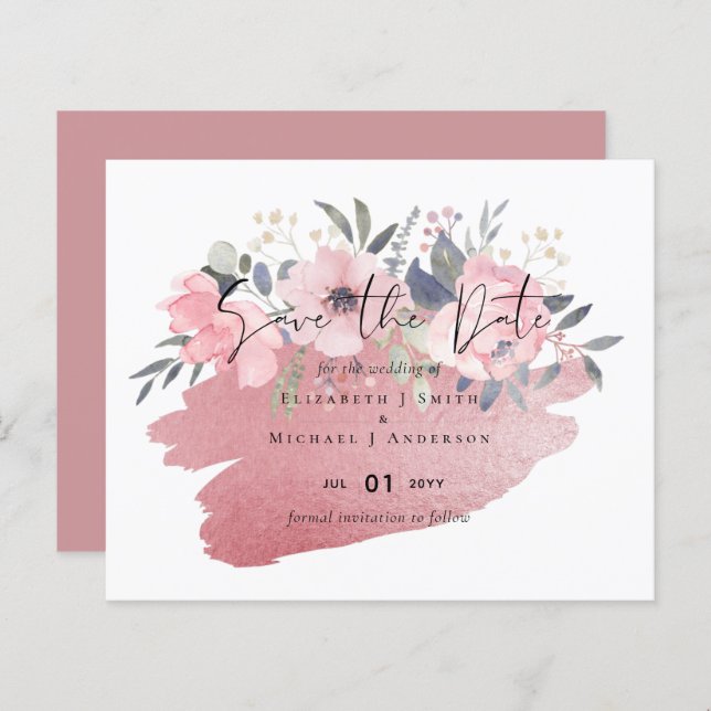 Hübsch Girly Rosegold Floral Glam Wedding (Vorne/Hinten)
