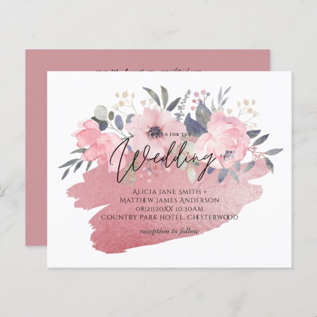 Hübsch Girly Rosegold Floral Glam Wedding (Vorne/Hinten)
