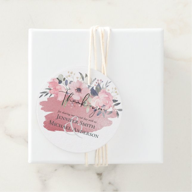 Hübsch Girly Rosegold Floral Glam Wedding Geschenkanhänger (Beispiel)