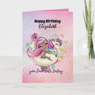 Hübsch Girly Sie sehen Niedlich heute Einhorn Rosa Karte