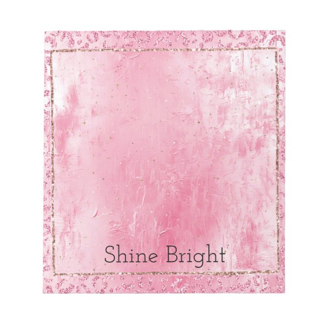 Hübsch Girly Sugar Pink Glitzer Leopard Notizblock (Vorderseite)