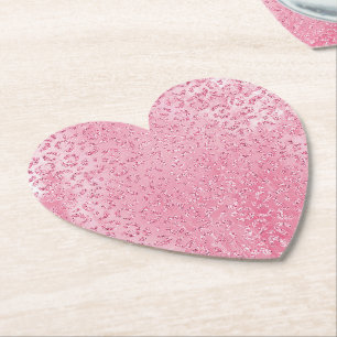 Hübsch Girly Sugar Pink Glitzer Leopard Untersetzer