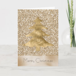 Hübsch Glam Gold Glitzer Personalisiert Weihnachte Karte