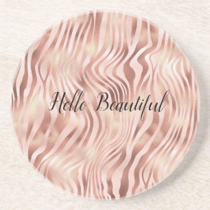 Hübsch Glam Pink Peach Rose Zebra Print Getränkeuntersetzer