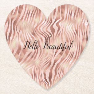 Hübsch Glam Pink Peach Rose Zebra Print Untersetzer