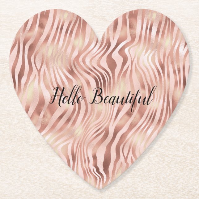 Hübsch Glam Pink Peach Rose Zebra Print Untersetzer (Vorderseite)