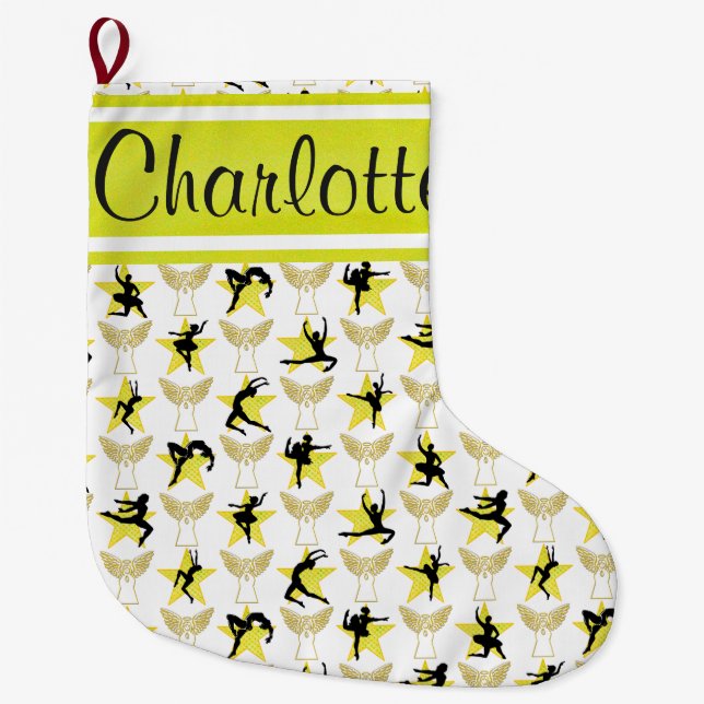 HÜBSCH GOLD PERSONALISIERT DANCER CHRISTMAS STRUMP GROßER WEIHNACHTSSTRUMPF (Vorderseite)