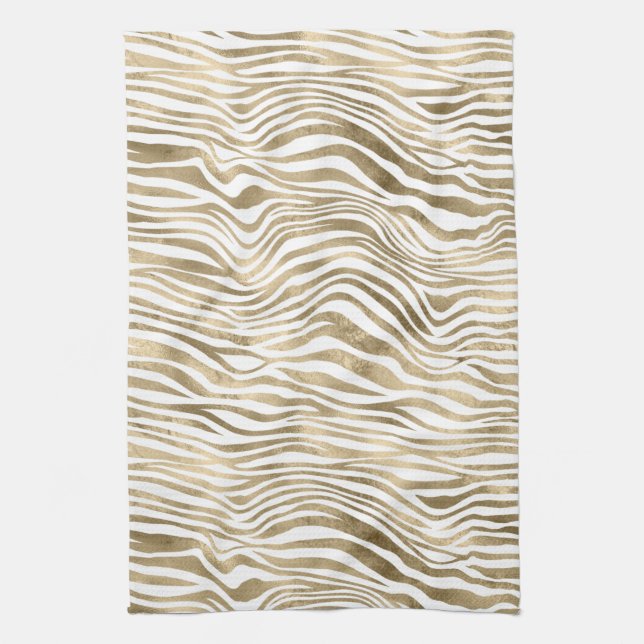 Hübsch Gold White Zebra Print        Geschirrtuch (Vertikal)