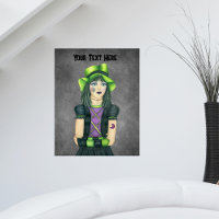 Hübsch Goth Girl Green Eyes Hat Tattoos Dark Gray