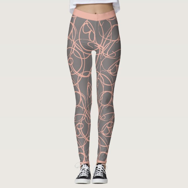 Hübsch grau mit rosa Wirbel Yogahose, Leggings (Vorderseite)
