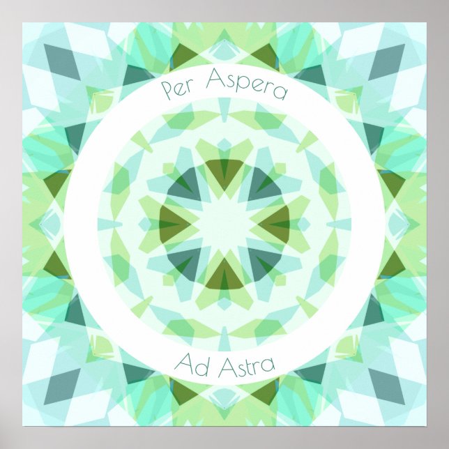 Hübsch Green Blue Per Aspera Ad Astra Motivierend Poster (Vorne)