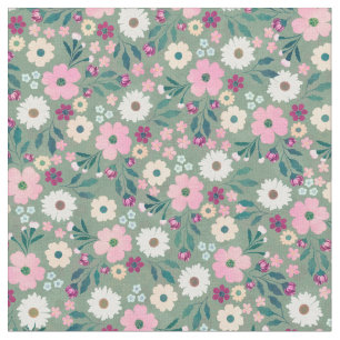Hübsch-grüne Rosa-Blume Botanisch Stoff