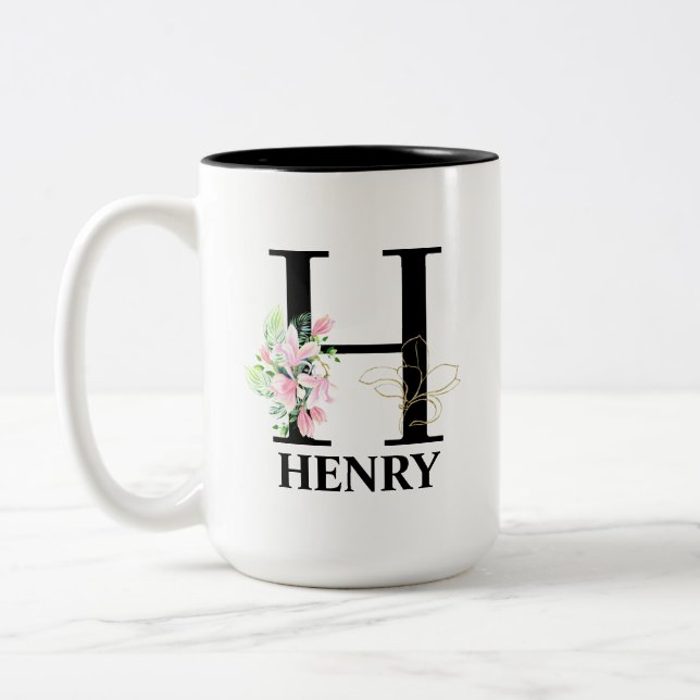 Hübsch H Mit Monogramm Initial Zweifarbige Tasse (Links)
