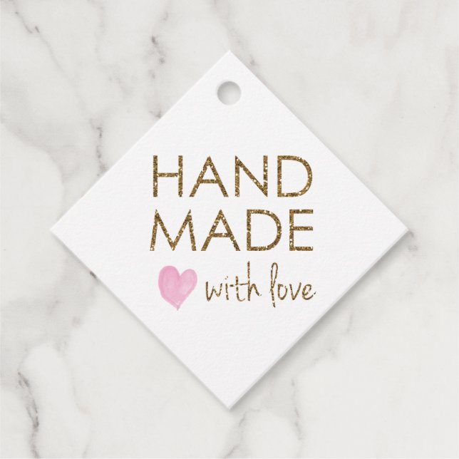 Hübsch Handgefertigt mit Liebe Geschenkanhänger (Vorderseite)