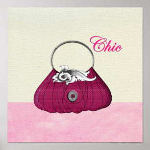 Hübsch Handtasche Girl Pink Fashion Poster Printwe