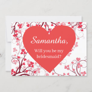 Hübsch Hearts Bridesmaid-Vorschlag Einladung