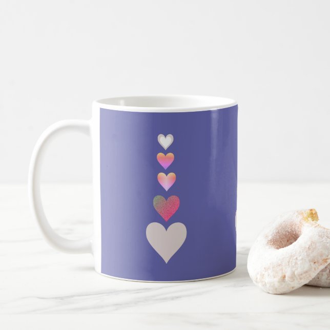 Hübsch Hearts Periwinkle Modernes Einfaches Niedli Kaffeetasse (Mit Donut)
