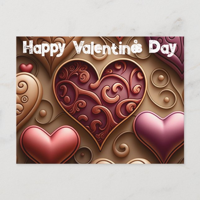 Hübsch Hearts Valentinstag Postkarte (Vorderseite)