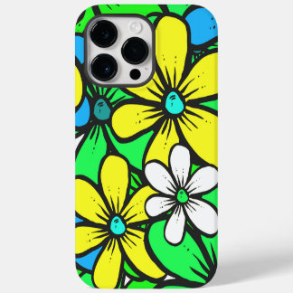 Hübsch-hell Sommer-Blume Blau Gelb und Grün iPhone 14 Pro Max Hülle