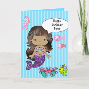 Hübsch Hispanic Mermaid Happy Birthday Card Karte